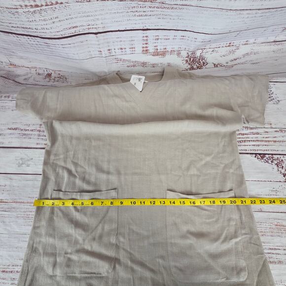 Evereve Vienna Dress S Linen Blend Fawn Taupe Minimal Neutral Basic Timeless NWT - Picture 14 of 16